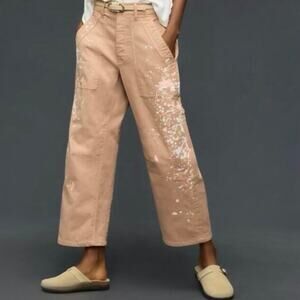 PILCRO Anthropologie Millie Low-Slung Barrel Pants Paint Splatter- Sz 18W